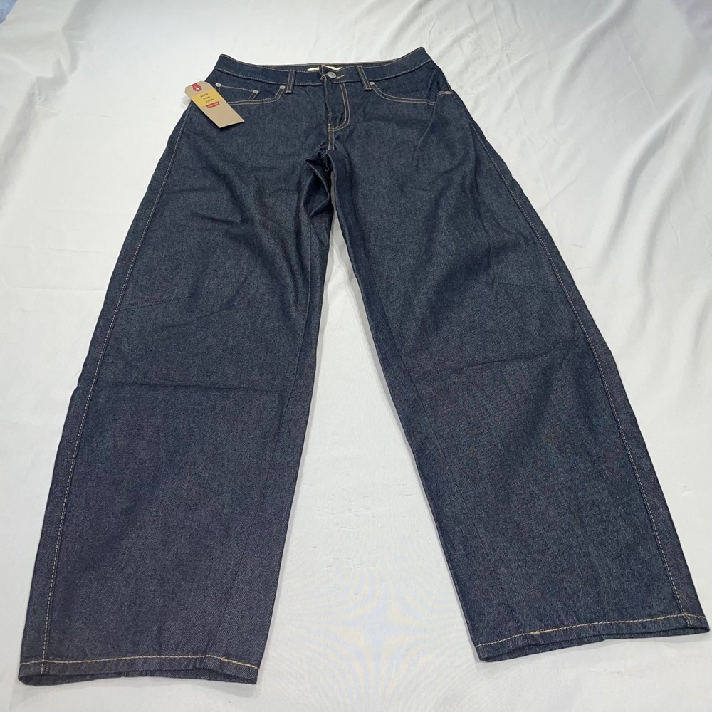 Levis Premium Baggy Dad Barrel Jeans Indigo Blue Wide Leg 27x30 High Rise